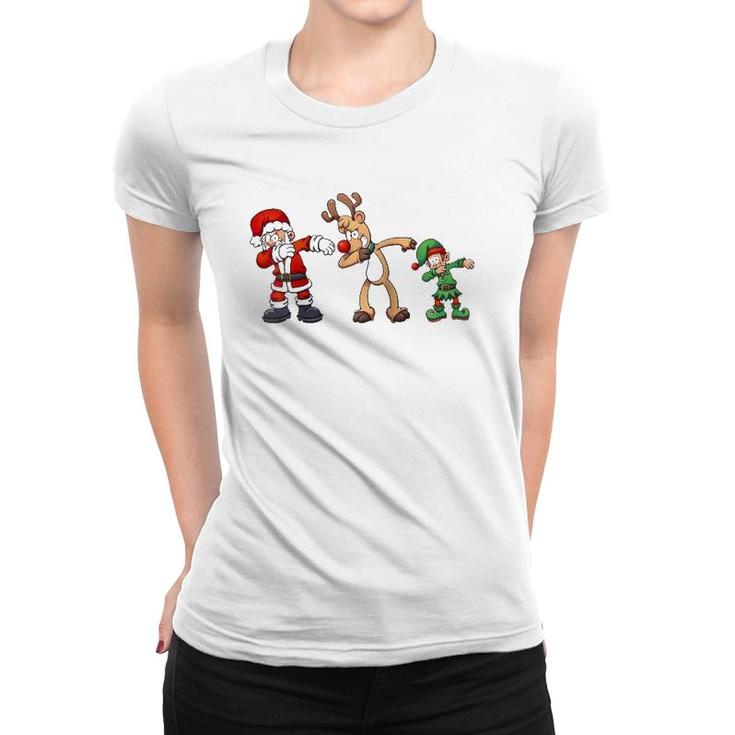 Christmas New Year Holiday , Xmas Santa Claus Dabbing Raglan Baseball Tee Women T-shirt
