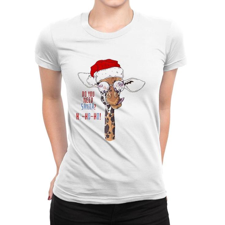 Christmas New Year Holiday , Xmas Santa Claus Giraffe Raglan Baseball Tee Women T-shirt