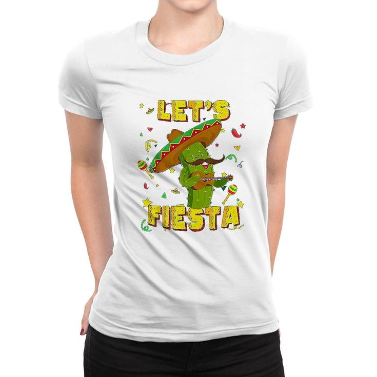 Cinco De Mayo Lets Fiesta Cactus Sombrero Hat Gift Women T-shirt