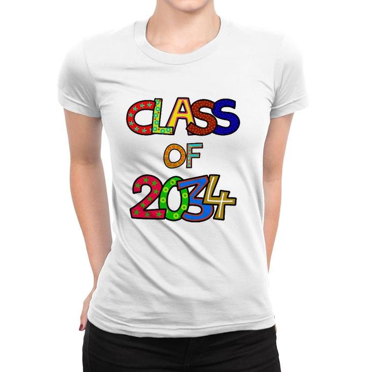 Class Of 2034 Preschool Graduation Pre-K Kindergarten Kids Women T-shirt