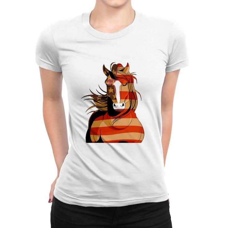 Clydesdale Horse Merica 4Th Of July American Patriotic Women T-shirt