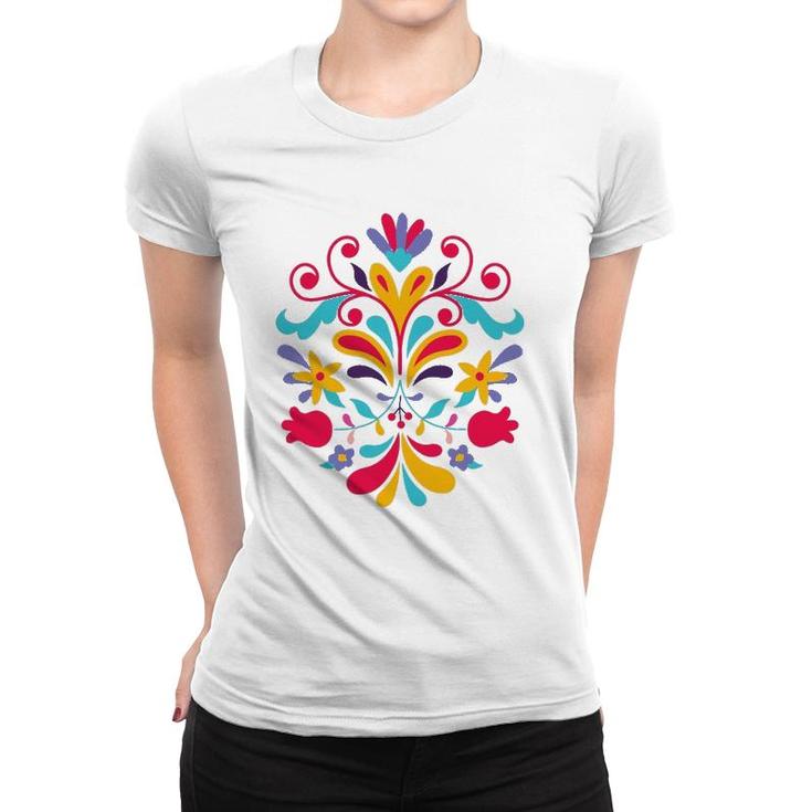 Colorful Floral Mexican Otomi Flowers Floral Otomi Gift Women T-shirt
