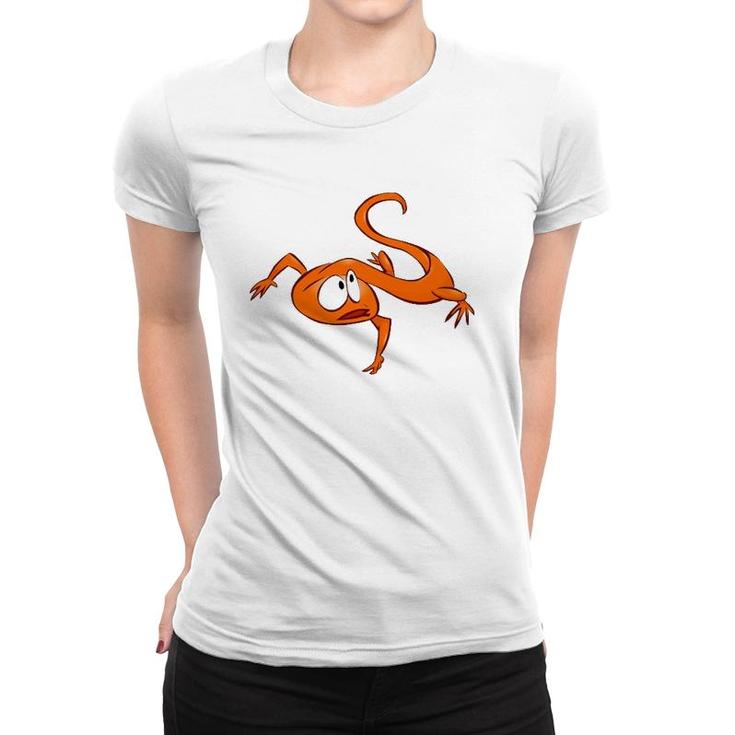 Cool Cartoon Orange Baby Lizard Design Women T-shirt