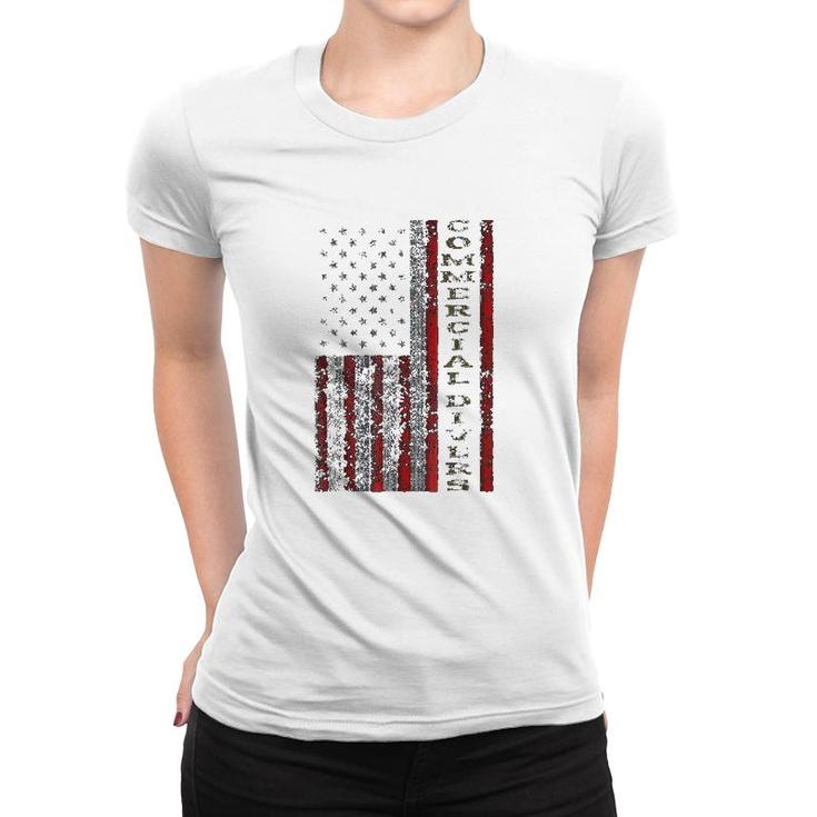 Cool Patriotic Commercial Divers Usa  Us Flag Women T-shirt