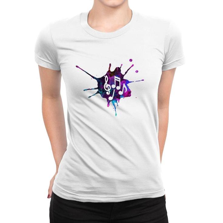 Cool Water Color Musical Notes Music And Arts Musicians Gift Women T-shirt