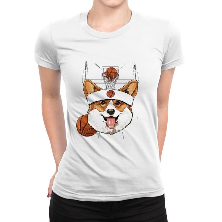 Corgi Basketball Dog Lovers Basketball Player Women T-shirt