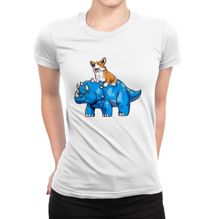 Corgi Riding A Dinosaur - Dinosaur Historical Dino Women T-shirt