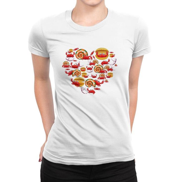Crab Heart Lovers Seafood Fan For Men Women Kids Crabs Sea Women T-shirt