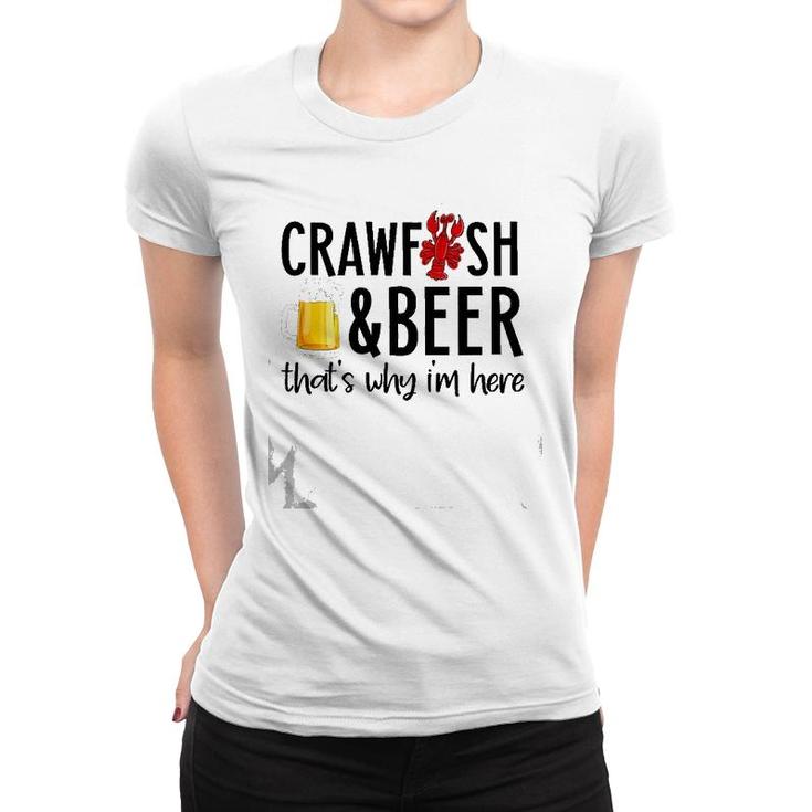Crawfish And Beer Crawfish Boil Funny Cajun Lobster Party Women T-shirt
