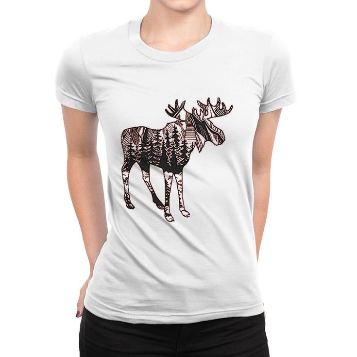 Cute Moose Printed Camping Women T-shirt