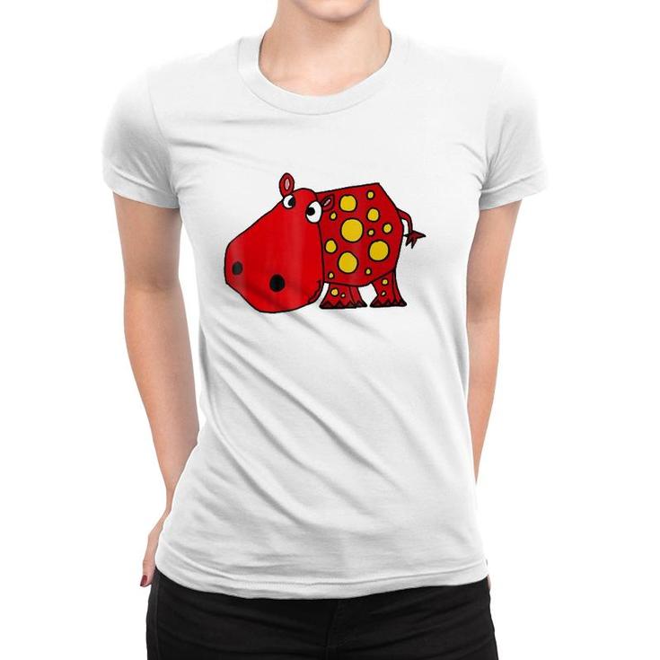 Cute Red Hippo Cartoon Women T-shirt