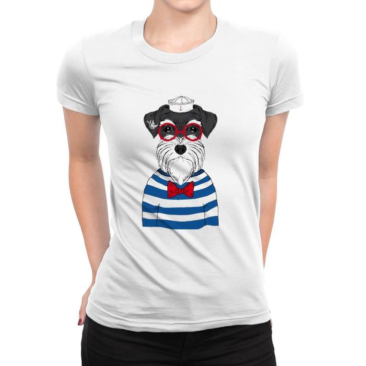 Cute Schnauzer Sailor Dog Unisex Women T-shirt
