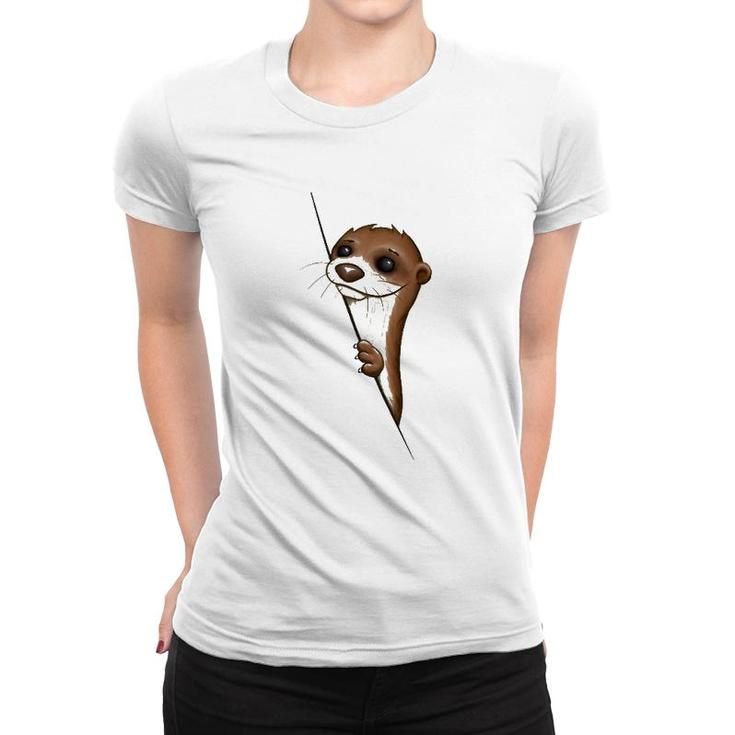 Cute Sea Otter Illustration Otter Fan Art Women T-shirt