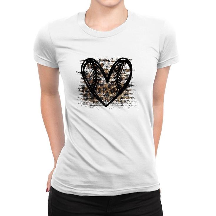 Cute Softball Baseball Leopard Print For Women Teen Girls Women T-shirt