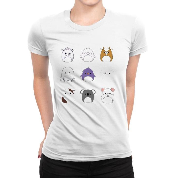 Cute Unicorn Set Card Squishmallow Women T-shirt