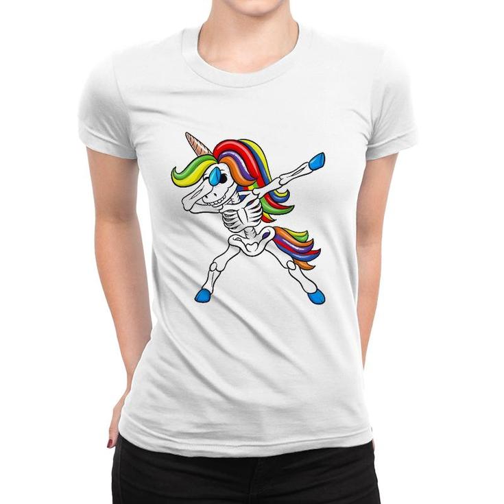 Dabbing Skeleton Unicorn  Kids Girls Halloween Gift Dab Women T-shirt