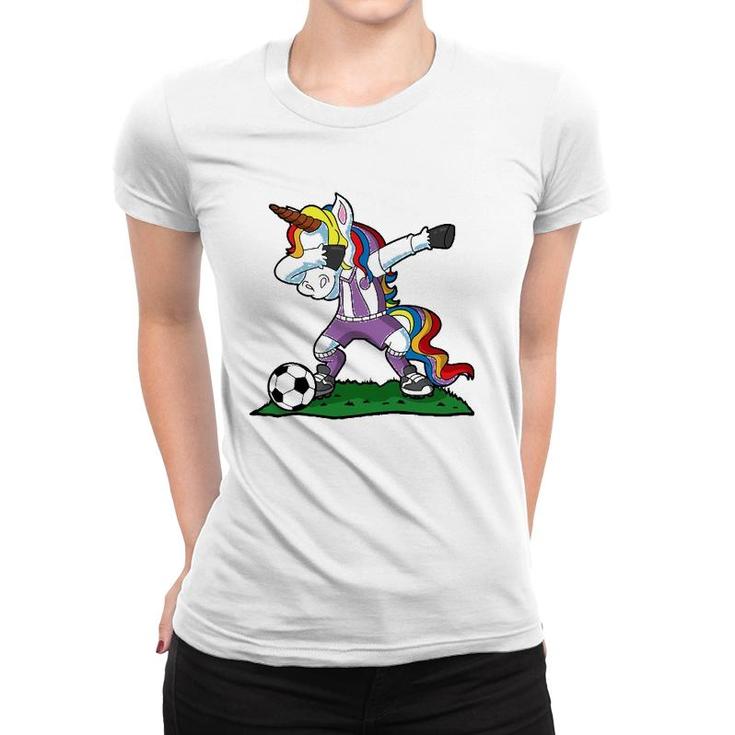 Dabbing Unicorn Soccer Girls Women Team Coach Gift Women T-shirt