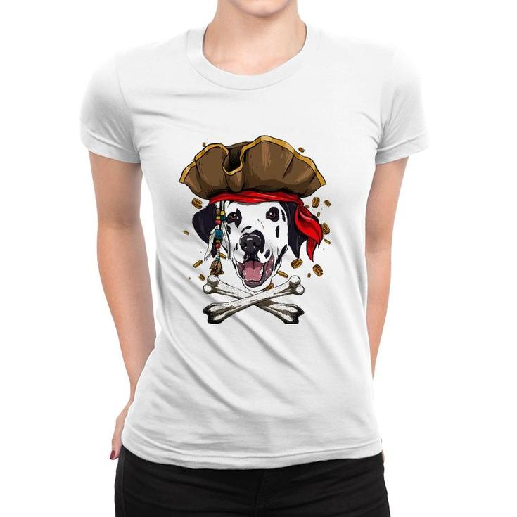 Dalmatian Pirate Dog Halloween Jolly Roger Women T-shirt