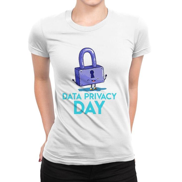 Data Protection Day Happy Padlock Data Privacy Women T-shirt