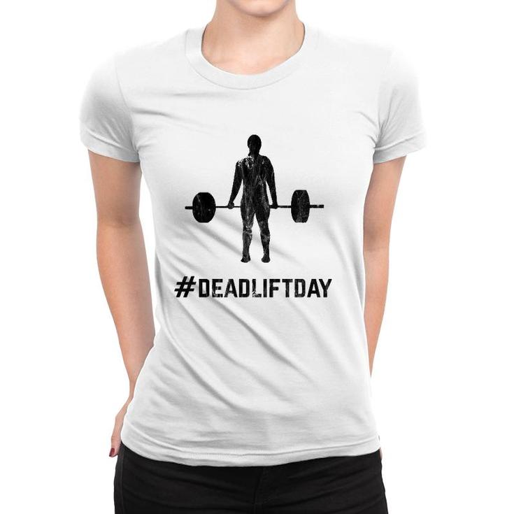 Deadlift Day Retro Vintage Barbell Gym Lifting Women T-shirt