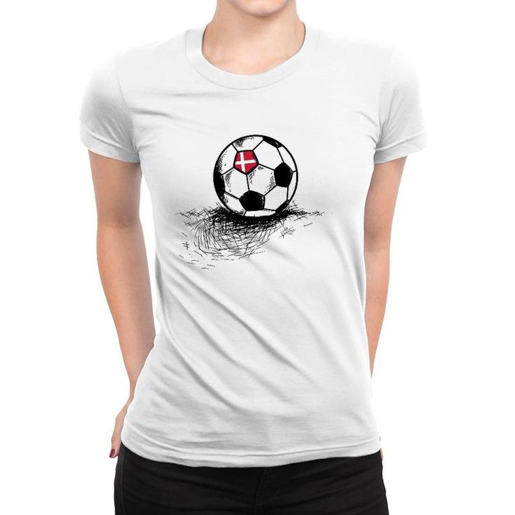 Denmark Soccer Ball Flag Jersey - Danish Football Gift Women T-shirt