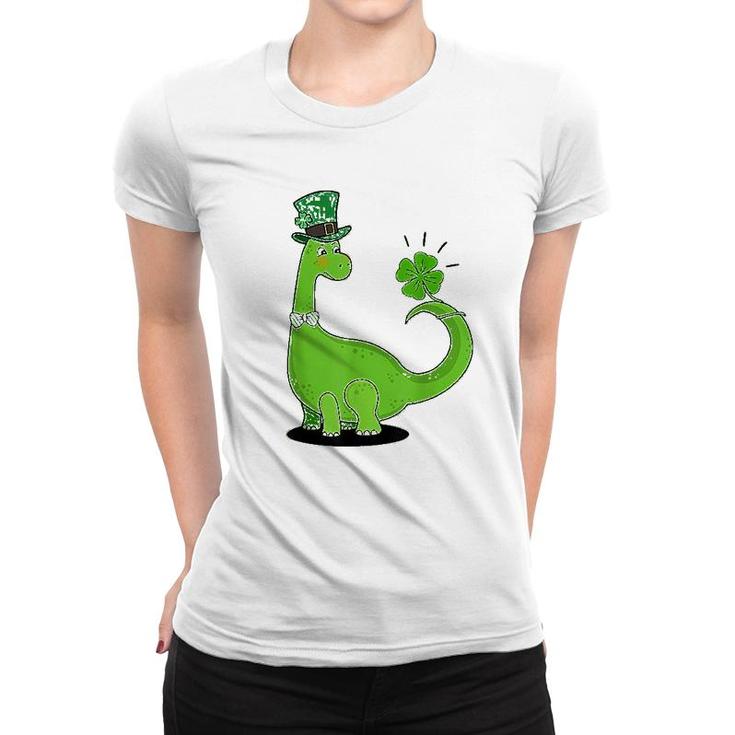 Dinosaur Shamrock St Patricks Day Women T-shirt