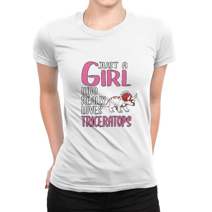 Dinosaurs Just A Girl Who Really Loves Triceratops Women T-shirt