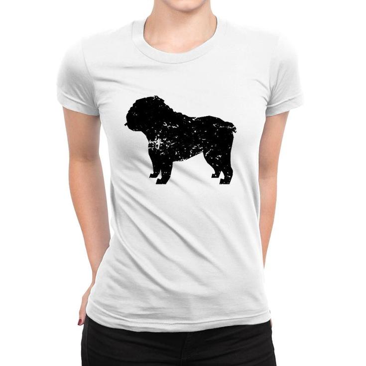 Distressed English Bulldog Silhouette Dog Owner  Women T-shirt