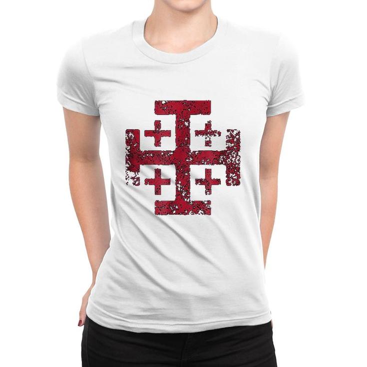 Distressed Jerusalem Cross Women T-shirt
