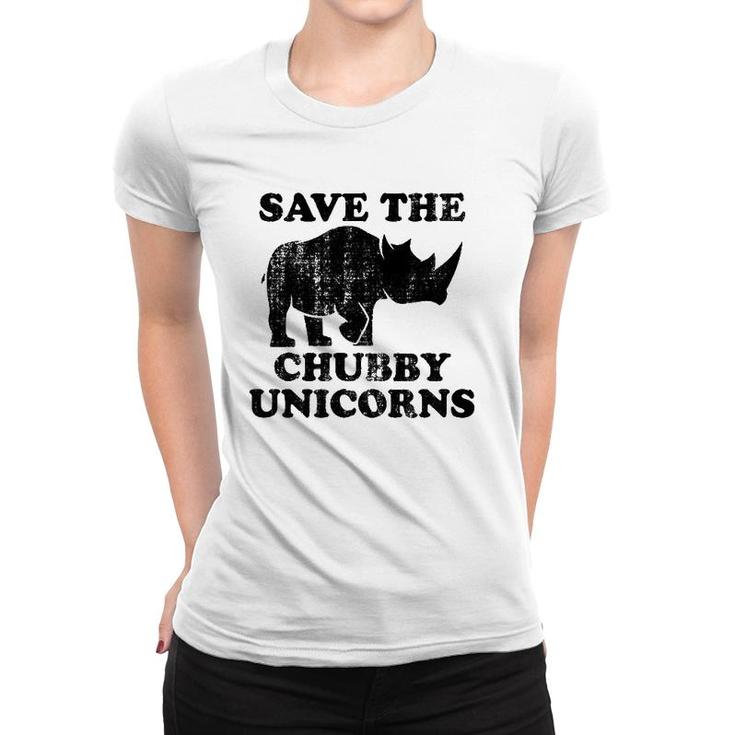 Distressed Save The Chubby Unicorns Vintage Style Women T-shirt