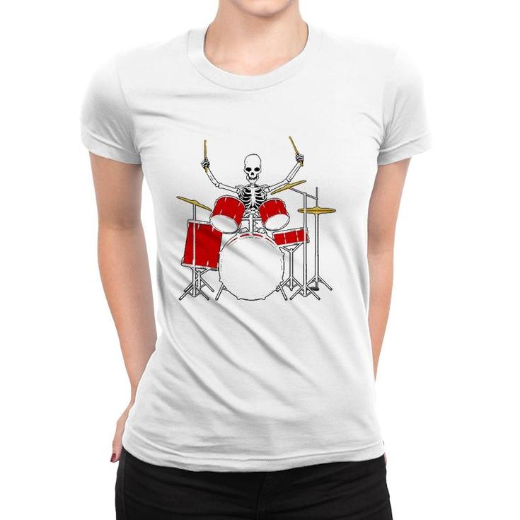 Drummer Skeletton Drummer Musician Drumsticks Women T-shirt