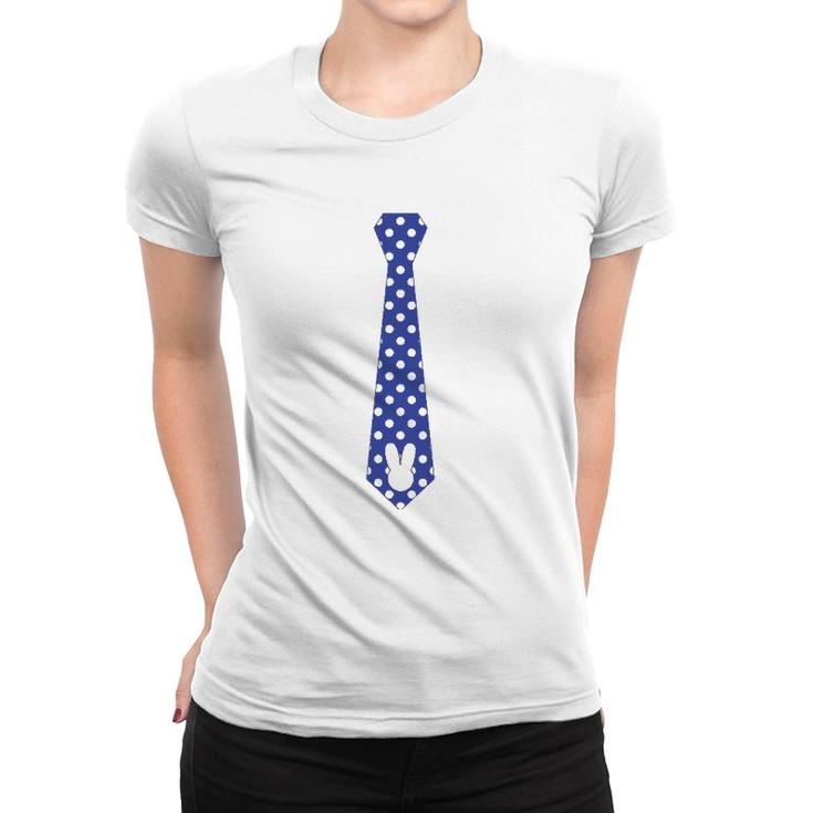 Easter Bunny Rabbit Boys Tie  Blue With White Dots Women T-shirt