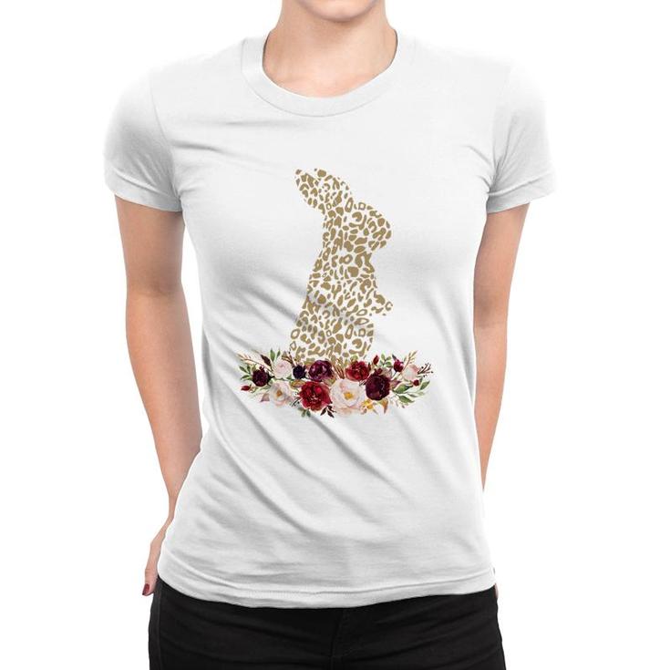Easter Leopard Floral Bunny Funny Women T-shirt