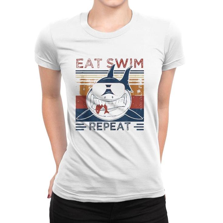 Eat Swim Repeat Shark Lovers Retro Vintage For The Week Women T-shirt
