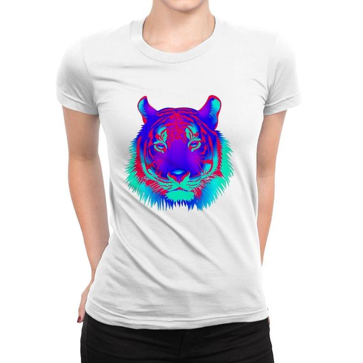 Edm Electronic Dance Techno Colorful Tiger Rave Women T-shirt