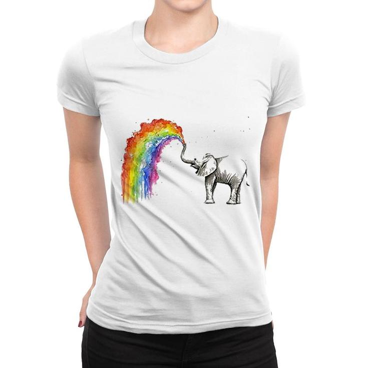 Elephant And Rainbow Women T-shirt