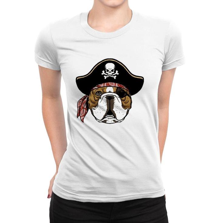 English Bulldog Pirate Hat Halloween Gifts Boys Kids Bzr Women T-shirt