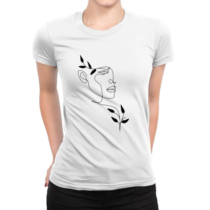 Face Abstract Minimalist Line Art Drawing Tee Aesthetic Top Women T-shirt