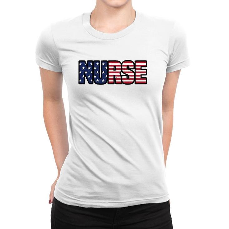 Family 365 Nurse Distress American Flag - Unisex Women T-shirt