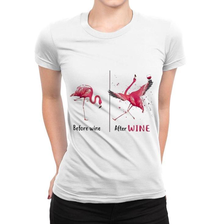 Flamingo Before And After Wine Women T-shirt