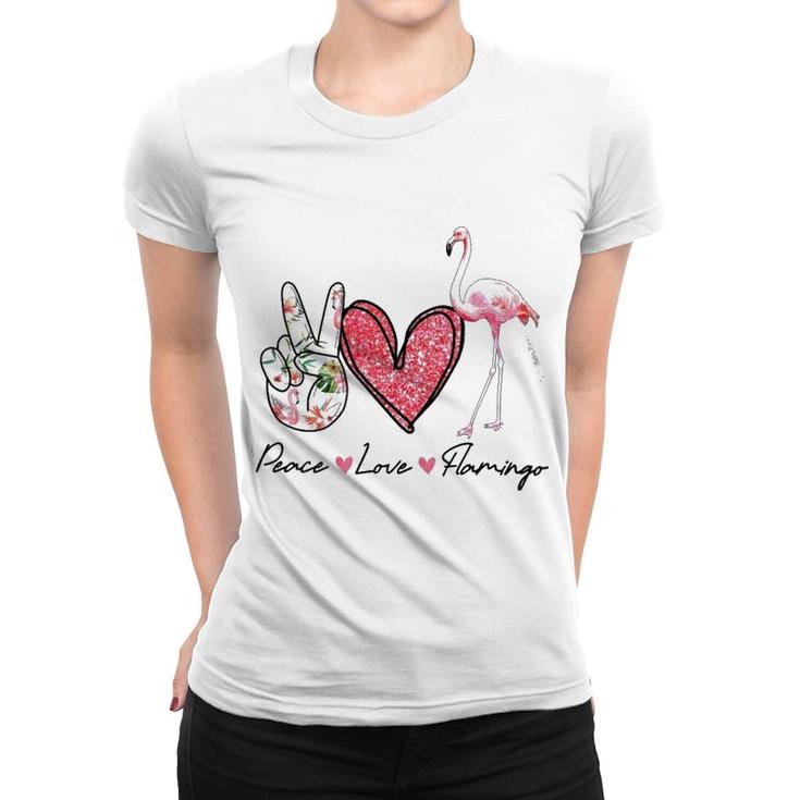 Flamingo Peace Love Women T-shirt