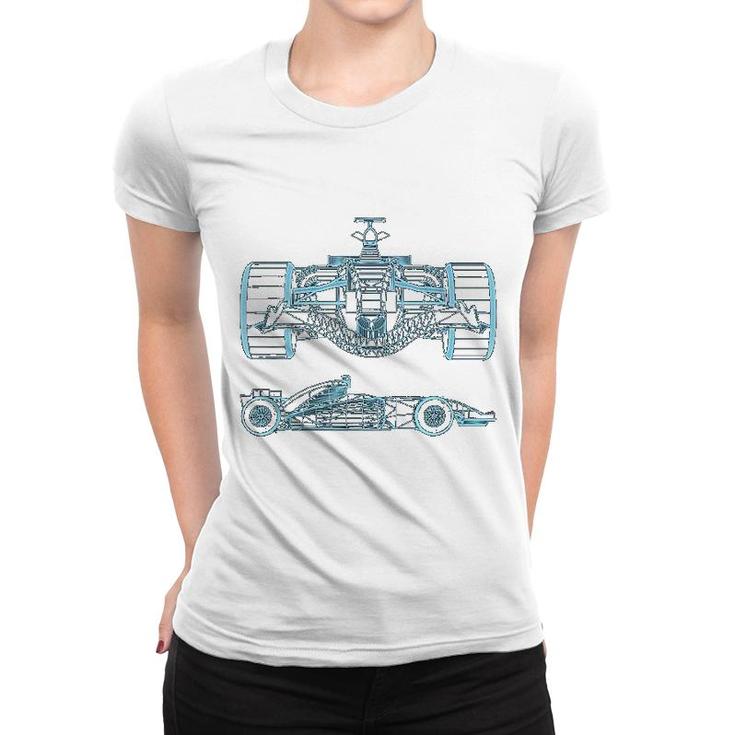 Formula Racing Car Silhouette Mechanical Engineering Draw Women T-shirt