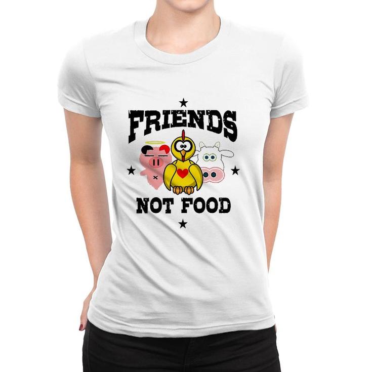 Friends Not Food Animal Lover Vegan Vegetarian Tee Women T-shirt