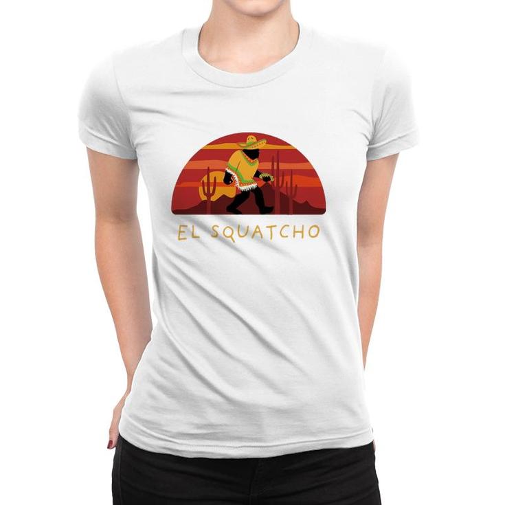 Funny Bigfoot Taco El Squatcho Hide And Seek Desert Sunset Women T-shirt