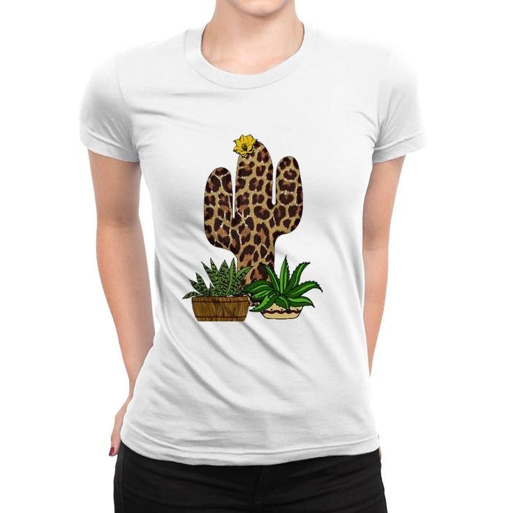 Funny Cactus  Leopard Print Succulent Plant Lover Gift Women T-shirt