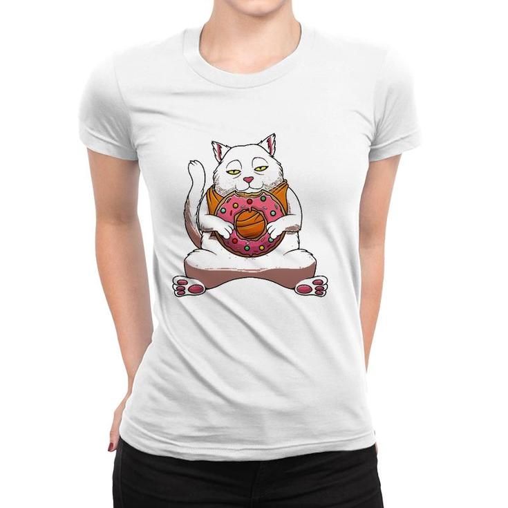 Funny Donut Cat Design For Kids Men Women Doughnut Foodie Women T-shirt