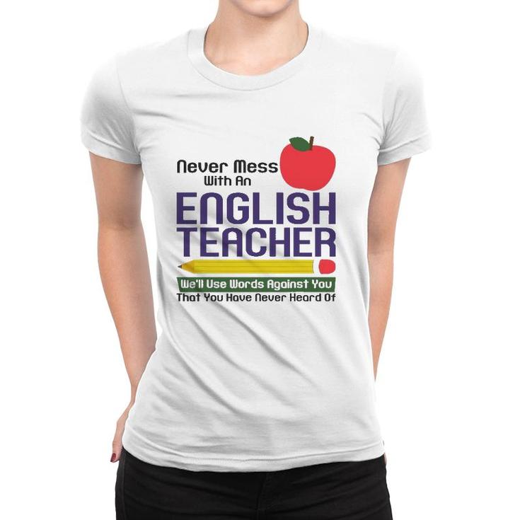 Funny English Teacher Humor Reading Books Vocabulary Grammar Women T-shirt