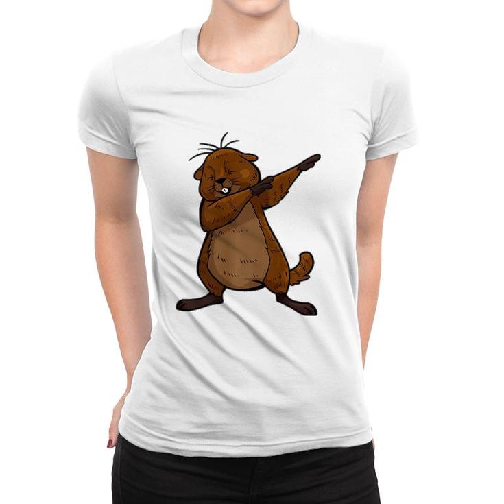 Funny Groundhog Day Funny Dabbing Groundhog Women T-shirt