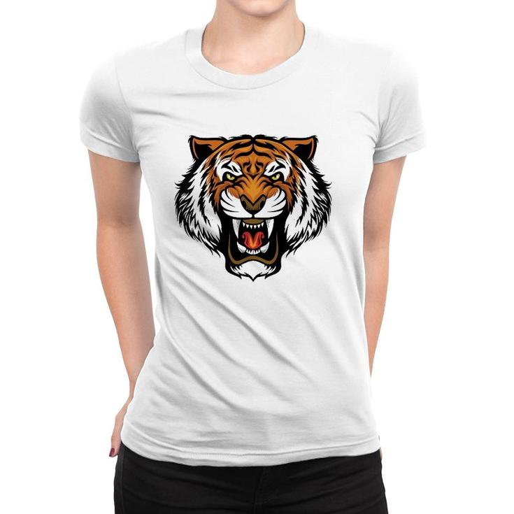 Funny Growling Mouth Open Bengal Tiger Men Women Kids Women T-shirt