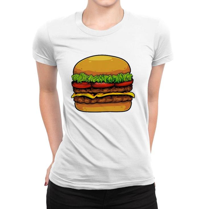 Funny Hamburger Art For Kids Men Women Cheeseburger Lover Women T-shirt
